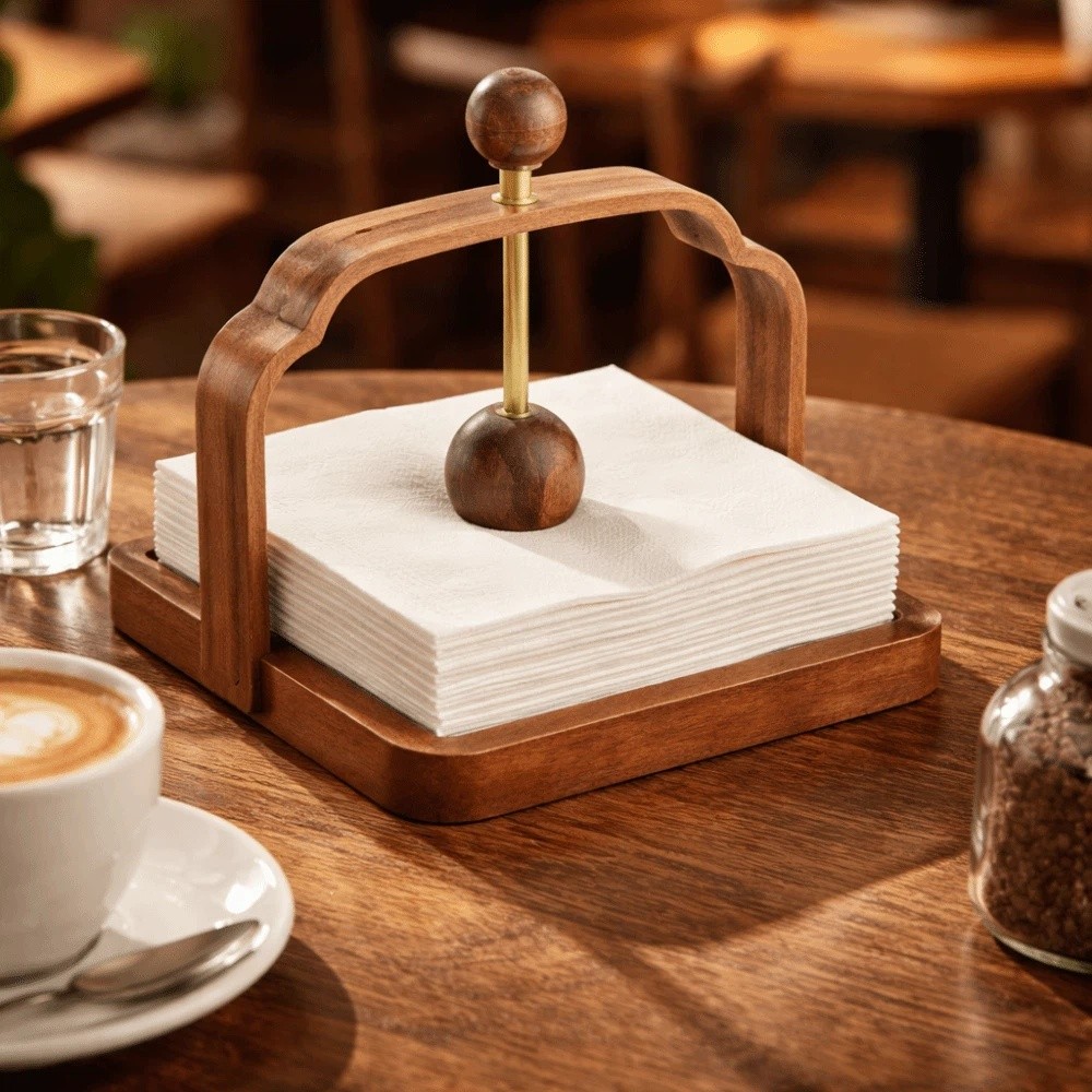Napkin Stand Retro Walnut Wood - Agar Tissue Culture ulasan dan harga