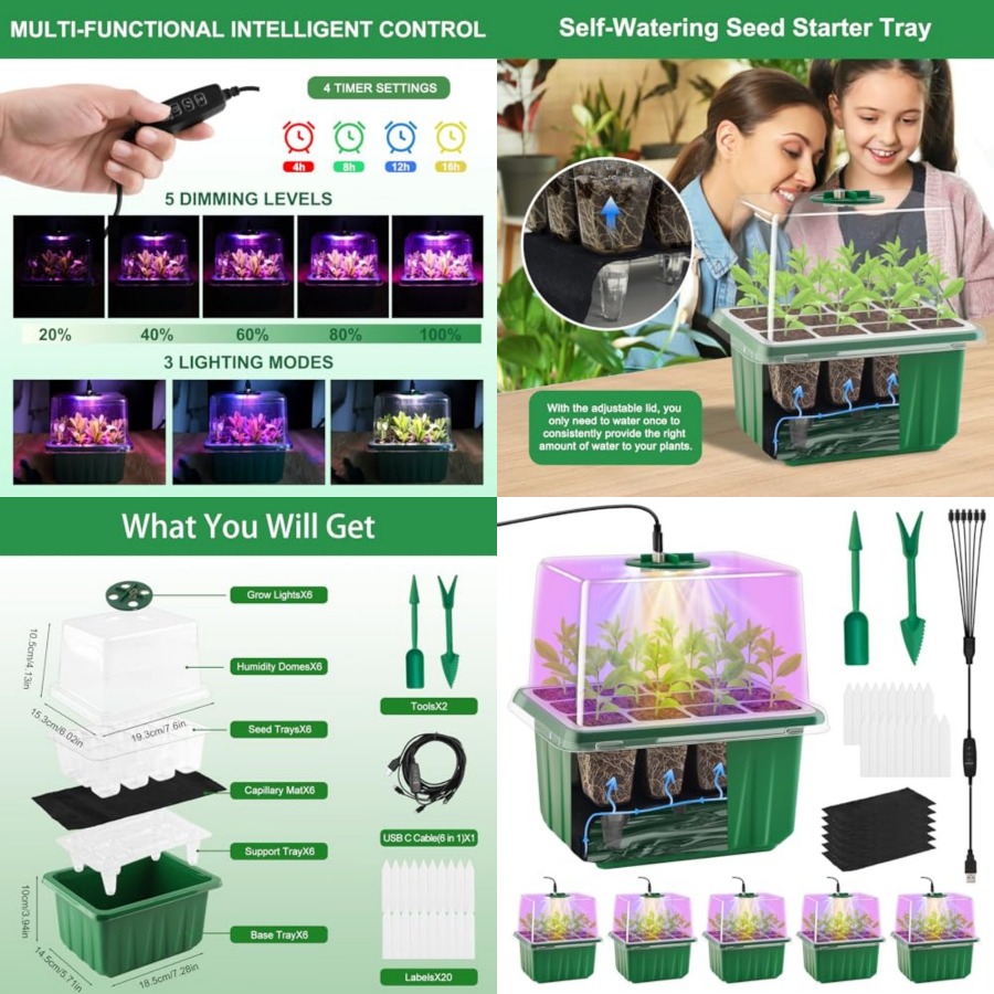 Seed Starter Tray with Light,  - Humidity Dome Kit ulasan dan harga
